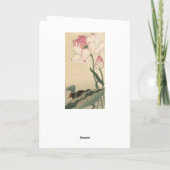 小原古邨、ピンクの蓮の花、日本美術 母の日 カード (裏面)