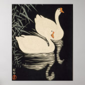 小原古邨 日本の木版画 スワンと葦 ポスター (正面)