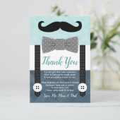小口ひげの男の子は、ネイビー·ブルー·ベイビー·シャワー サンキューカード (スタンド正面)
