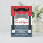 小口ひげの赤いネイビーボーイシャワー サンキューカード (スタンド正面)