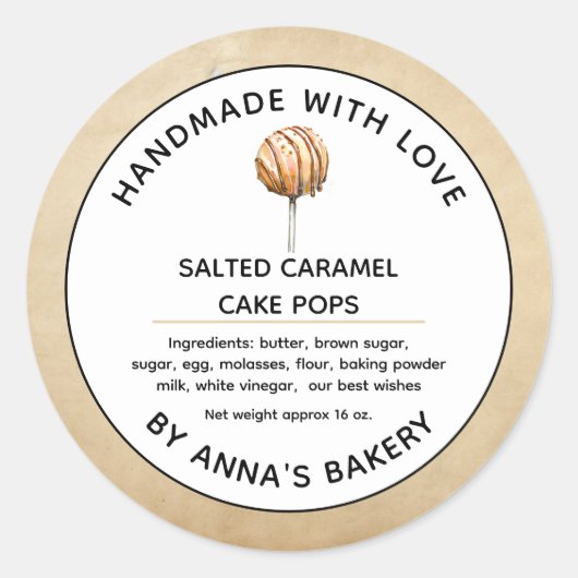 小口商焼いた品ケーキポップ ラウンドシール (正面)
