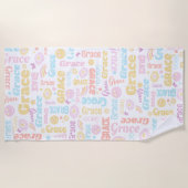 小名門私立校風の形虹花蝶名前をカスタムする ビーチタオル (正面)