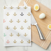 小型いかりパターン キッチンタオル (四つ折り)