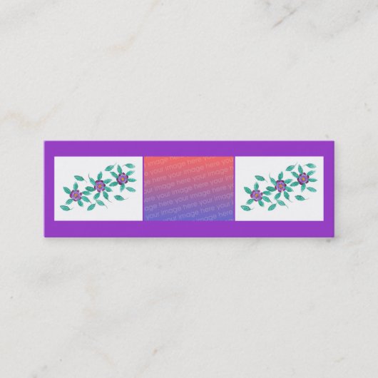 小型しおりカード紫色の花は写真を加えます スキニー名刺 (正面)