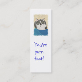 小型しおりカード、タキシード猫 スキニー名刺