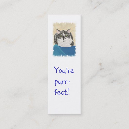 小型しおりカード、タキシード猫 スキニー名刺 (正面)