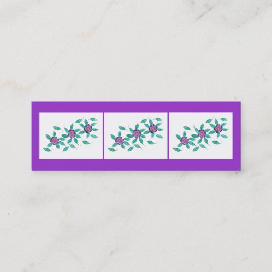 小型しおりカード、紫色のサクラソウの花 スキニー名刺 (正面)