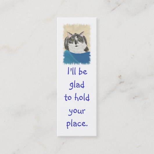 小型しおりカード、WhiteTuxedo黒い猫 スキニー名刺 (正面)