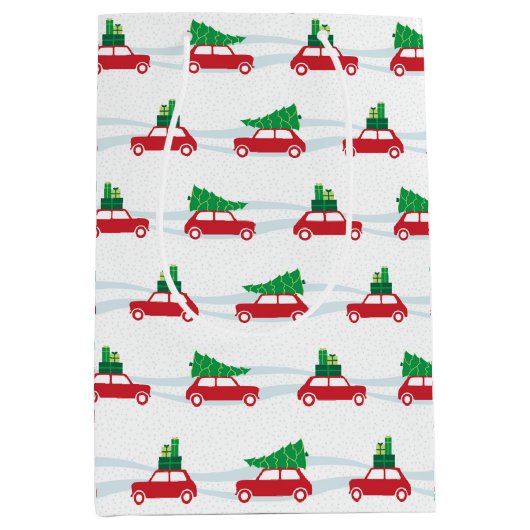 小型たる製造人のクリスマスの交通 ミディアムペーパーバッグ (正面)