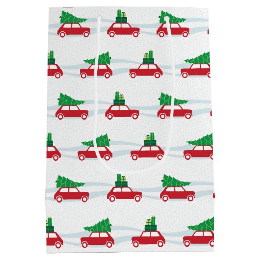 小型たる製造人のクリスマスの交通 ミディアムペーパーバッグ (裏面)