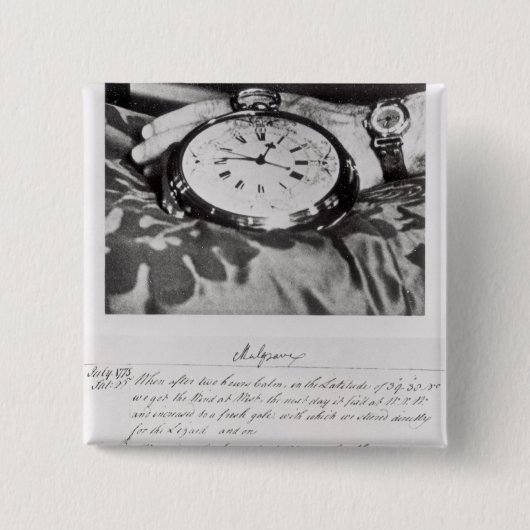 小型のクロノメーターのファクシミリ 缶バッジ (正面)