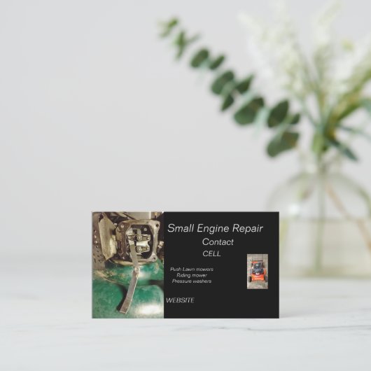 小型エンジンの芝刈り機の修理 名刺 (スタンド正面)