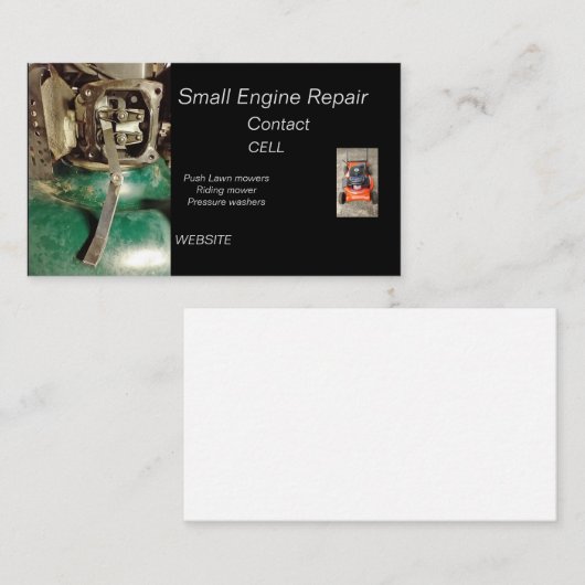 小型エンジンの芝刈り機の修理 名刺 (正面/裏面)