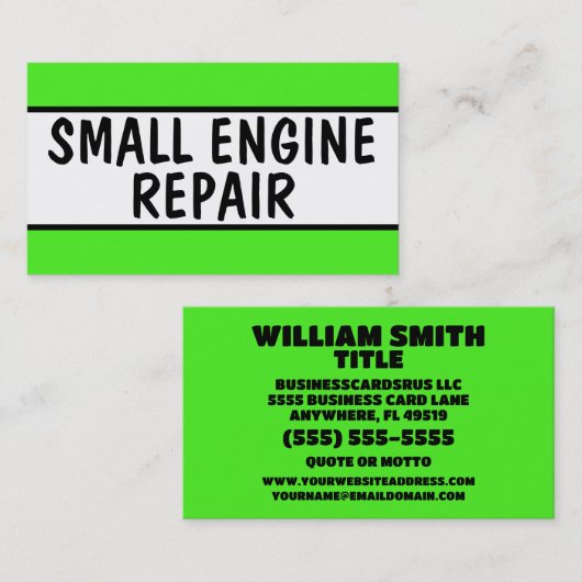小型エンジン修理ネオングリーン 名刺 (正面/裏面)
