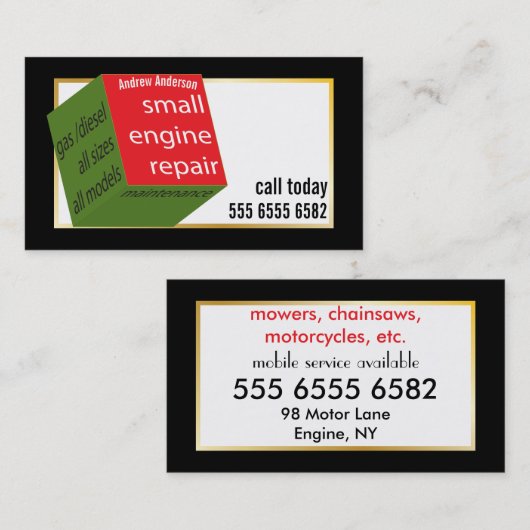 小型エンジン修理素晴らし値新カラフルしいキューブ 名刺 (正面/裏面)