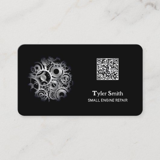 小型エンジン修理QR名刺 名刺 (正面)
