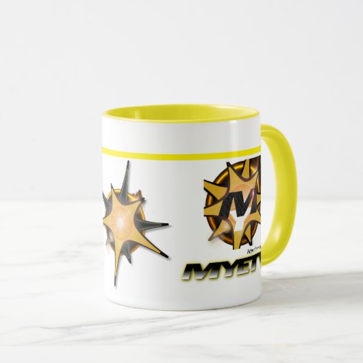 小型コンボマグカップ300gr.(白と黄) マグカップ (正面右)