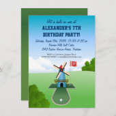 小型ゴルフ風車のパーティの招待状 招待状 (正面/裏面)