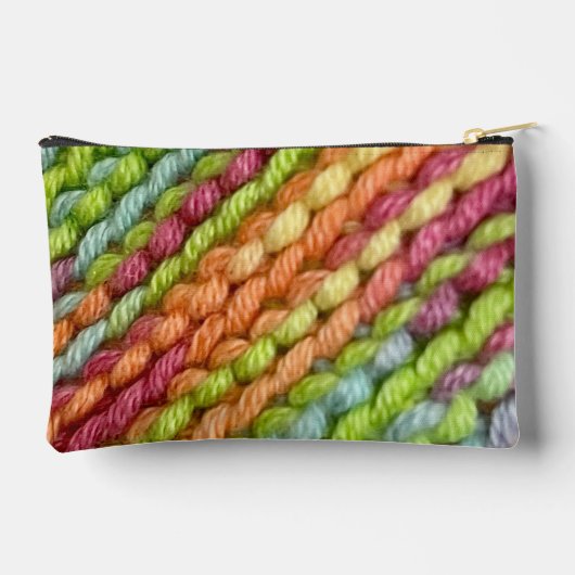 小型ジッパーバッグクローズアップ編み物写真 アクセサリーポーチ (裏面)