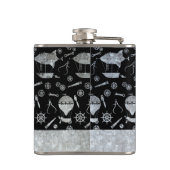 小型スチームパンクシルバージンクエアシップ名前をカスタムする フラスク (裏面)