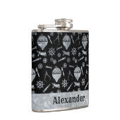 小型スチームパンク銀亜鉛バルーン名前をカスタムする フラスク (右)