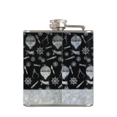 小型スチームパンク銀亜鉛バルーン名前をカスタムする フラスク (裏面)