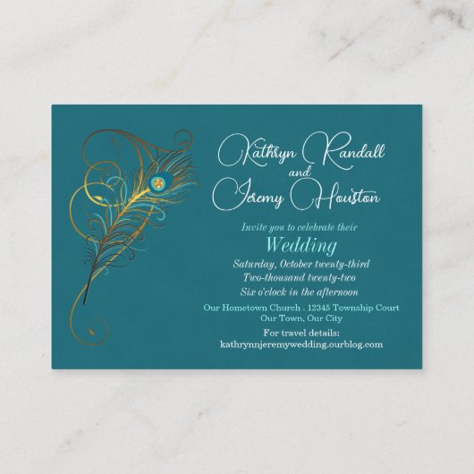 小型ハンドアウトを結婚している日付の孔雀を救って下さい エンクロージャーカード (裏面)