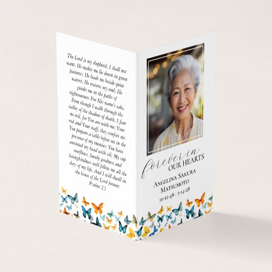 小型バタフライメモリアル祈りの言葉カード 名刺 (外部)