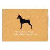 小型ピンシャー悔やみや弔慰グリーティングカード (正面横)