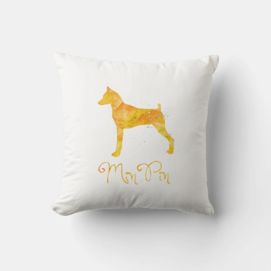 小型ピンシャー水彩デザイン クッション (正面)