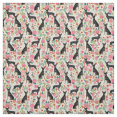 小型ピンシャー犬ヴィンテージ花模様 ファブリック (見本)