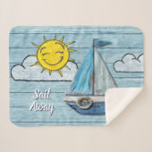 小型フリースブランケット流木ビーチヨットデザイン シェルパブランケット (正面(横))