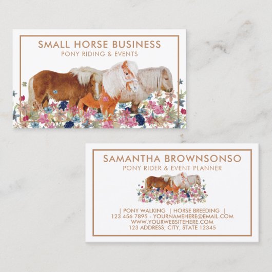 小型乗馬飼育ポニーフローラ 名刺 (正面/裏面)