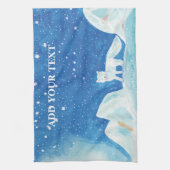 小型北極キツネイラストレーション パーソナライズされた キッチンタオル (縦)