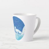 小型北極キツネ（フクレンソウ）イラストレーション カフェラテマグ (右アングル)