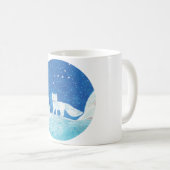 小型北極キツネ(フクレンソウ)イラストレーション コーヒーマグカップ (正面右)