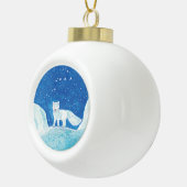 小型北極キツネ(フクレンソウ)イラストレーション セラミックボールオーナメント (右)