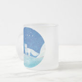 小型北極キツネ（フクレンソウ）イラストレーション フロストグラスマグカップ (正面左)