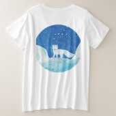 小型北極キツネ（フクレンソウ）イラストレーション プラスサイズTシャツ (デザイン裏面)
