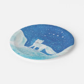 小型北極キツネ(フクレンソウ)イラストレーション ペーパープレート (アングル)