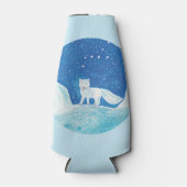 小型北極キツネ（フクレンソウ）イラストレーション ボトルクーラー (正面)