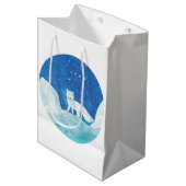 小型北極キツネ（フクレンソウ）イラストレーション ミディアムペーパーバッグ (正面アングル)