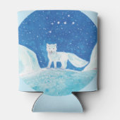 小型北極キツネ(フクレンソウ)イラストレーション 缶クーラー (裏面)