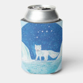 小型北極キツネ(フクレンソウ)イラストレーション 缶クーラー (缶裏面)