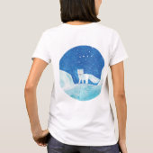 小型北極キツネ（フクレンソウ）イラストレーション Tシャツ (裏面)
