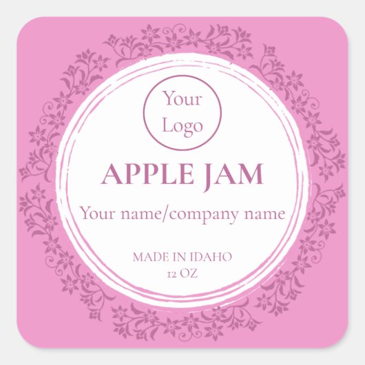 小型商品ラベルカスタムジャムゼリー スクエアシール (正面)