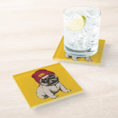 小型子犬のヒップスターのパグ ガラスコースター (アングル)