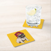 小型子犬のヒップスターのパグ スクエアペーパーコースター (インサイチュ)