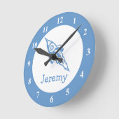 小型宇宙ロケットカスタムベビー名 ラウンド壁時計 (傾斜)