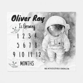 小型宇宙飛行士マイルストーンブランケット フリースブランケット